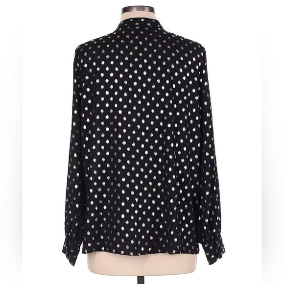 Worthington Black & Gold Long Sleeve Blouse - Picture 2 of 9